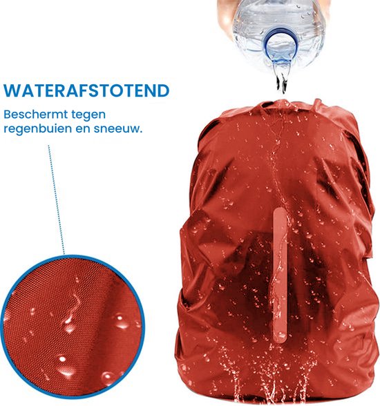 YONO Regenhoes Rugzak Waterdicht - Backpack Hoes - Reflecterend - 71 tot 80 Liter - Rood - XXL
