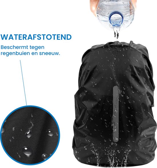 YONO Regenhoes Rugzak Waterdicht - Reflecterende Backpack Hoes - 30 tot 40 Liter - Zwart - M