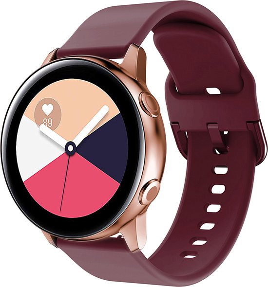 YONO Siliconen Classic Bandje 20mm - Horlogebandje geschikt voor Samsung Galaxy Watch 7/6/5 / Pro / 4 / 3 / Active 2 - Polar Ignite / Unite – Huawei - Bordeaux Rood