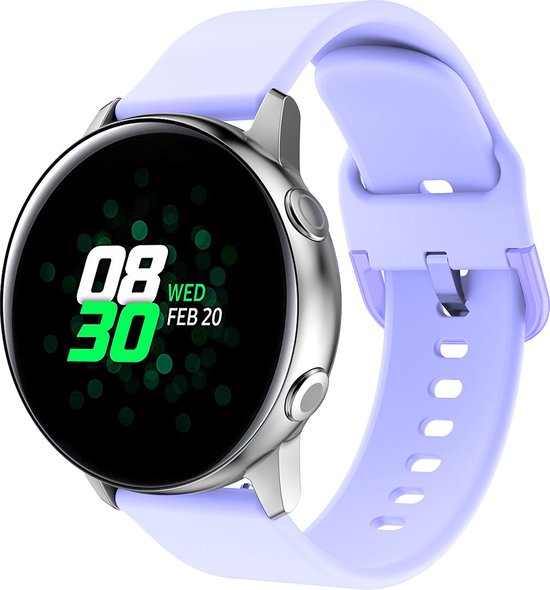YONO Siliconen Classic Bandje 20mm - Horlogebandje geschikt voor Samsung Galaxy Watch 7/6/5 / Pro / 4 / 3 / Active 2 - Polar Ignite / Unite – Huawei - Lila