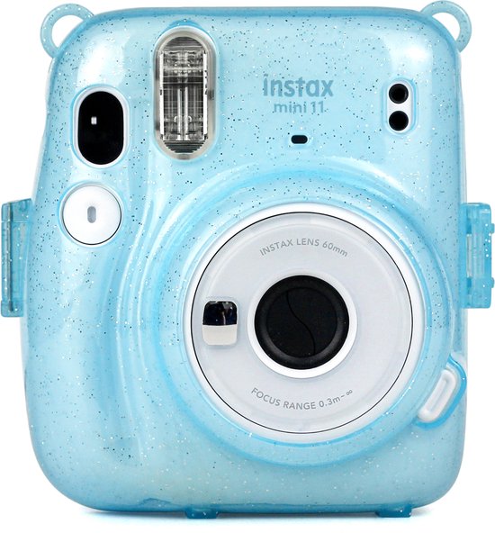 YONO Case geschikt voor Fujifilm Instax Mini 11 - Hoesje met Draagriem - Transparant - Blauw