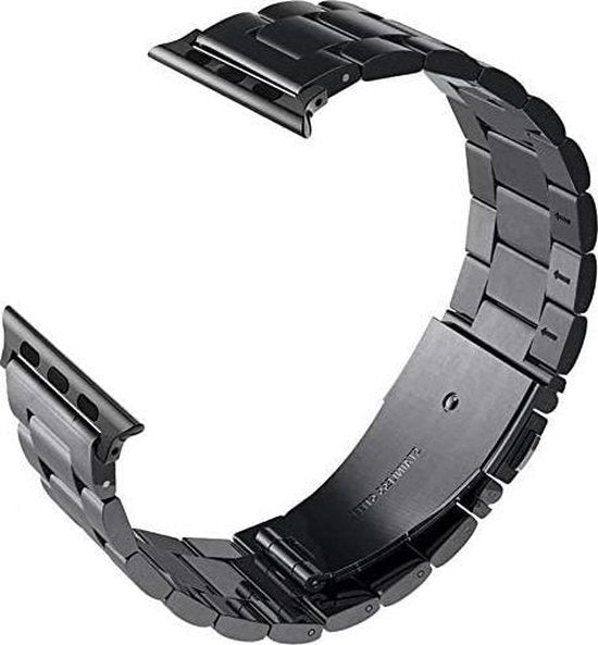 YONO Luxe Metalen Schakel Band geschikt voor Apple Watch - 42 / 44 / 45 / 49 mm - RVS Stalen iWatch Armband - Zwart