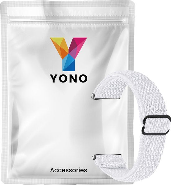 YONO Nylon Stretch Bandje geschikt voor Fitbit Versa 4 / Sense 2 - Vervangende Stoffen Armband - Wit