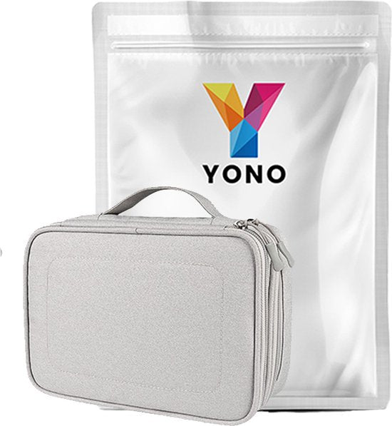 YONO Kabel Organiser Tas Large - Compacte Kabeltas - Opbergtas voor Elektronica en Accessoires - Etui Organizer Case - Lichtgrijs