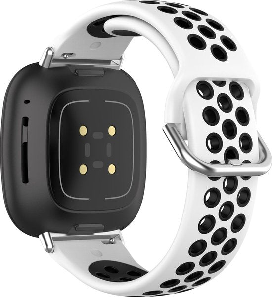 YONO Bandje geschikt voor Fitbit Versa 3 / Sense - Sport Air - Wit / Zwart