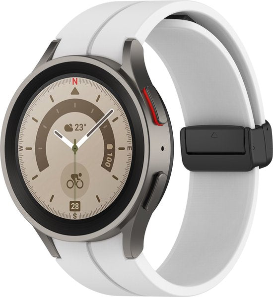 YONO Luxe Siliconen Sport Bandje 20mm geschikt voor Samsung Galaxy Watch 7 / 6 / 5 / 4 (40/43/44/47 mm) - Wit