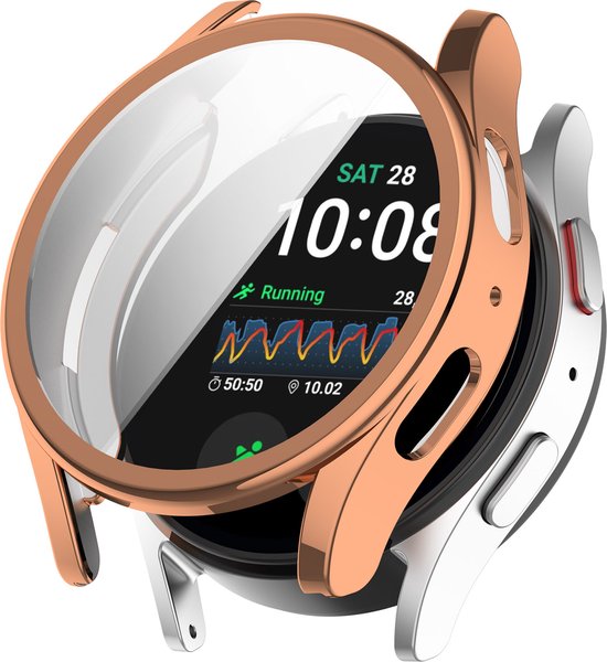 YONO Hoesje geschikt voor Samsung Galaxy Watch 7 - 44mm - Screenprotector - TPU - Rose Gold