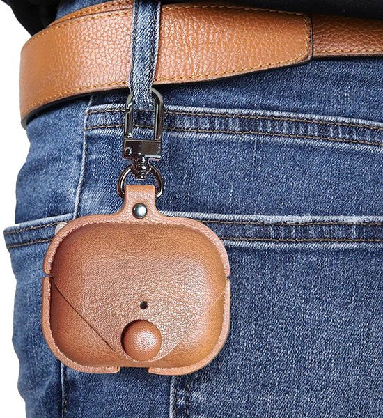 YONO Hoesje geschikt voor Airpods Pro 1 / 2 - Leer met Clip - Lichtbruin