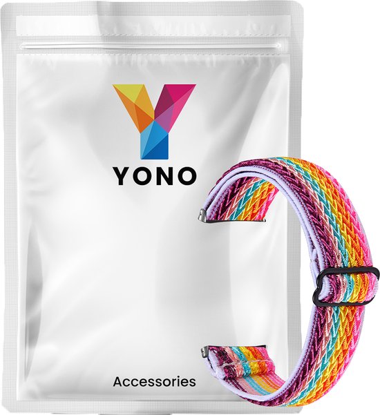 YONO Nylon Stretch Bandje geschikt voor Fitbit Versa 4 / Sense 2 - Vervangende Stoffen Armband - Regenboog