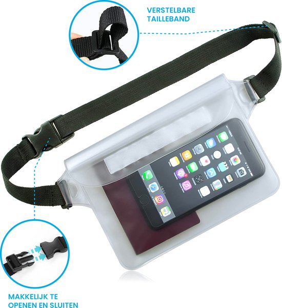 YONO Heuptasje Waterdicht - Fanny Pack Doorzichtig - Waterdichte Heuptas - Vakantie - Reizen - Festival - Dames en Heren - Wit