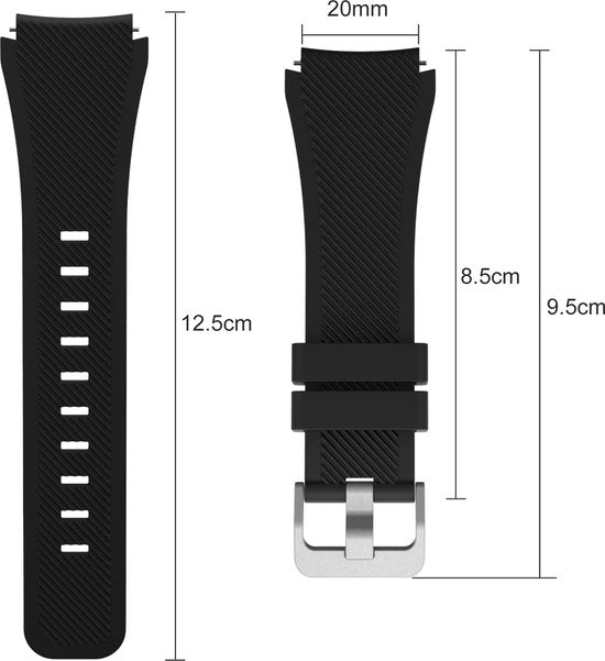 YONO Siliconen Smartwatch Bandje 20mm - geschikt voor Samsung Galaxy Watch 7 - 40mm - 44mm - 6 - Classic - 5 - Pro - 4 - FE - zwart