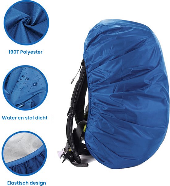 YONO Regenhoes Rugzak Waterdicht - Backpack Hoes - Reflecterend - 60 tot 70 Liter - Blauw - XL