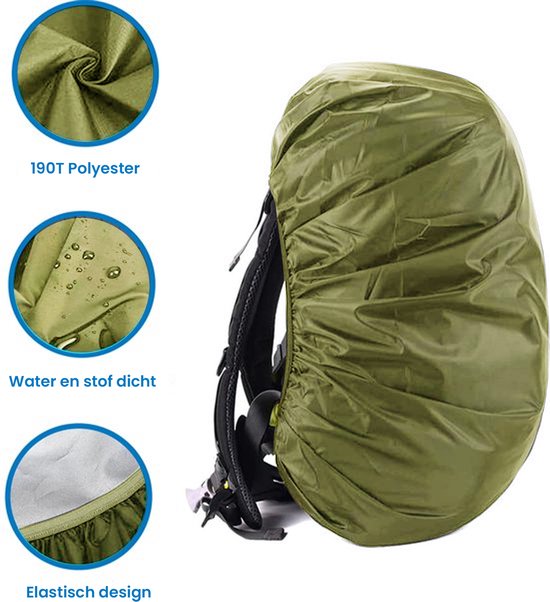 YONO Regenhoes Rugzak Waterdicht - Backpack Hoes - Reflecterend - 20 tot 29 Liter - Groen - S