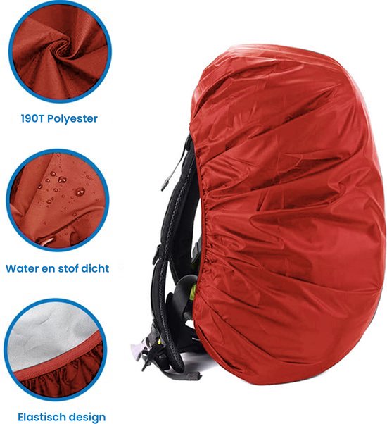 YONO Regenhoes Rugzak Waterdicht - Backpack Hoes - Reflecterend - 60 tot 70 Liter - Rood - XL