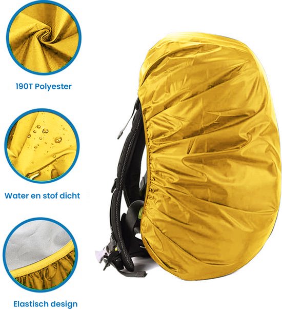 YONO Regenhoes Rugzak Waterdicht - Backpack Hoes - Reflecterend - 30 tot 40 Liter - Geel - M