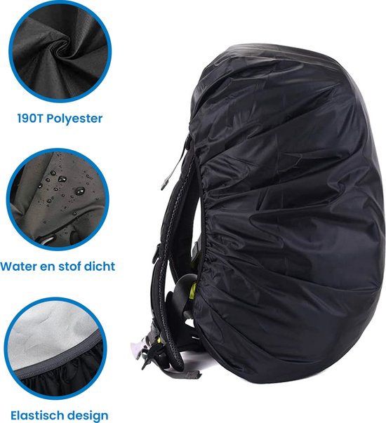 YONO Regenhoes Rugzak Waterdicht - Reflecterende Backpack Hoes Vliegtuig - 41 tot 59 Liter - Zwart - L