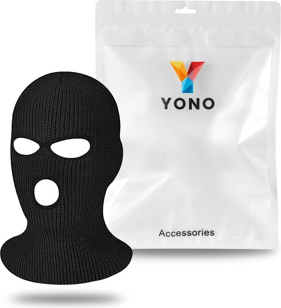YONO Bivakmuts 3 Gaten - Balaclava Driegaats Muts - Ski Mask - Heren - Dames - Zwart