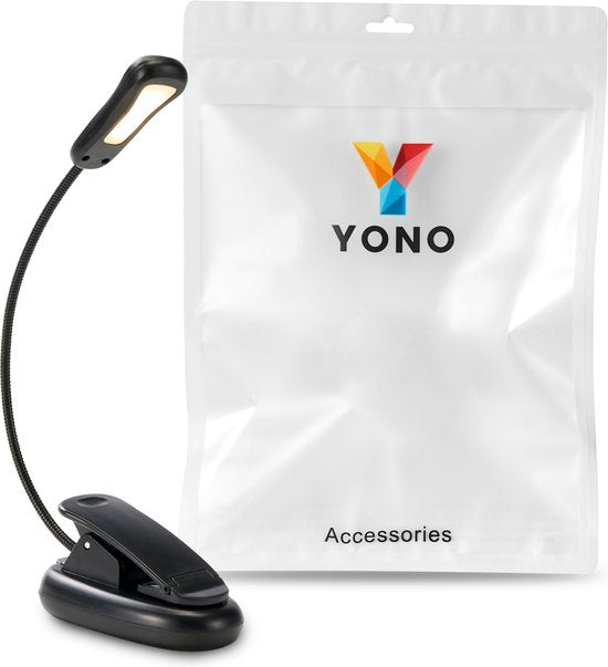 YONO Leeslampje voor Boek - op Batterijen - in Bed - met Klem - Draadloos - Klemlamp Slaapkamer - Zwart