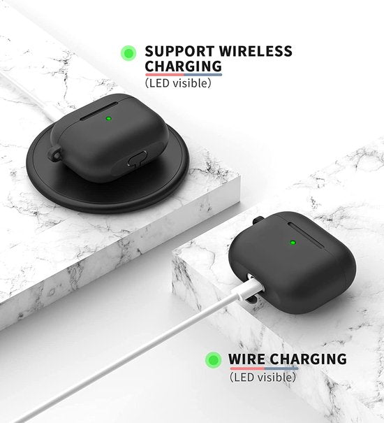 YONO Hoesje geschikt voor Apple Airpods 3 - Siliconen Soft Case met Clip - Zwart