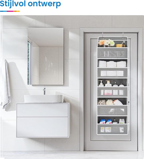 YONO Kast Organizer - Hangende Opberger voor Deur - Opbergzak - 5 Vakken - Grijs