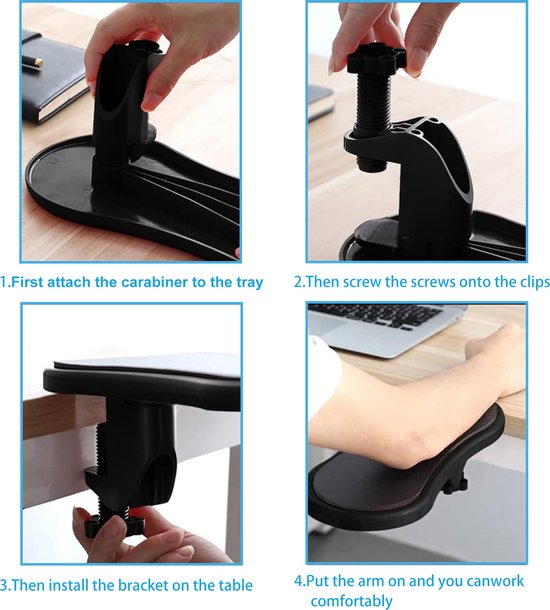 YONO Ergonomische Armsteun Bureau - Armondersteuning - Polssteun - Zwart