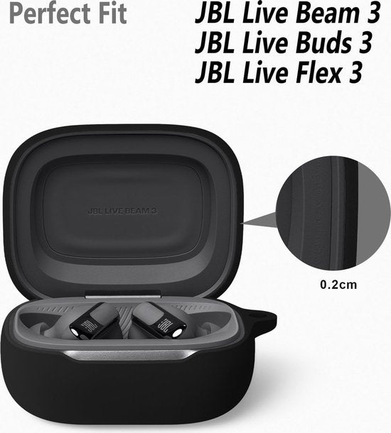 YONO Soft Case geschikt voor JBL Live Beam 3 / Buds 3 / Flex 3 - Siliconen Hoesje - Zwart