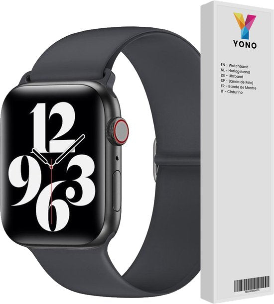 YONO Siliconen Stretch Bandje geschikt voor Apple Watch - 42 / 44 / 45 / 49 mm - Donkergrijs