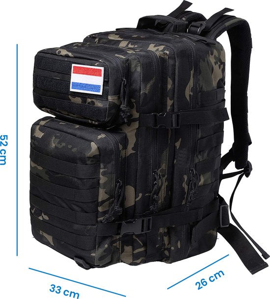 YONO Tactical Backpack Militaire Rugzak - Tactische Wandelrugzak Leger - 45L - Zwart Camouflage