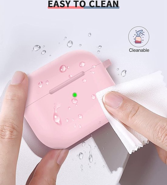 YONO Hoesje geschikt voor Apple Airpods 3 - Siliconen Soft Case met Clip - Lichtroze