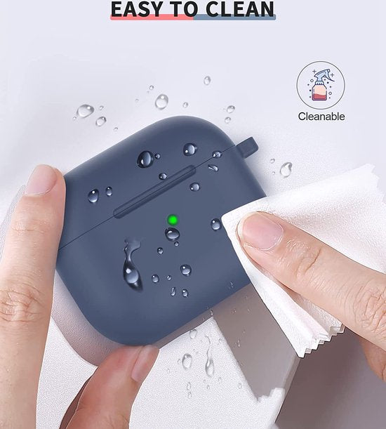 YONO Hoesje geschikt voor Apple Airpods 3 - Siliconen Soft Case met Clip - Alaska blauw