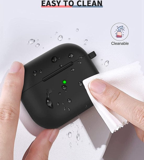 YONO Hoesje geschikt voor Apple Airpods 3 - Siliconen Soft Case met Clip - Zwart