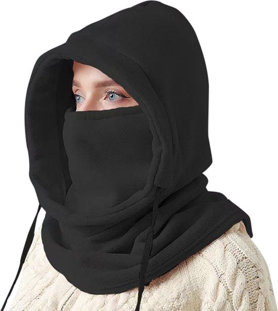 YONO Balaclava Muts - Losse Capuchon - Bivakmuts Fleece - Nekwarmer - Ski Mask Winter - Zwart