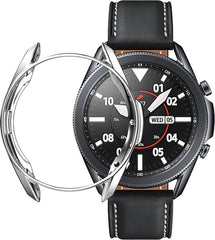 YONO Bumper geschikt voor Samsung Galaxy Watch 3 45mm – Siliconen Case Screenprotector – Zilver