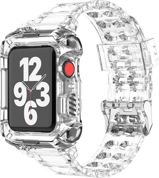 YONO Crystal Rugged Bandje geschikt voor Apple Watch - 42mm - 44mm - 45mm - Transparant