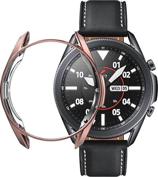 YONO Bumper geschikt voor Samsung Galaxy Watch 3 45mm – Siliconen Case Screenprotector – Brons