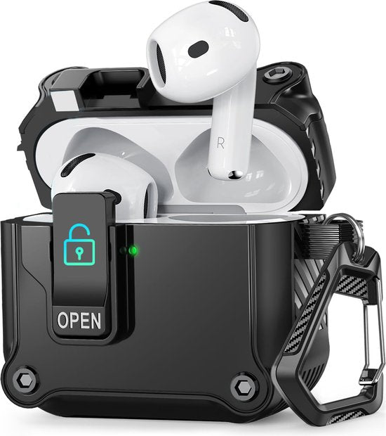 YONO Hoesje geschikt voor Airpods 4 - Case - Lock - Zwart