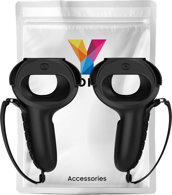 YONO Grip Case met Strap geschikt voor Oculus Quest 2 Touch Controller - Bescherming Cover Accessoires Meta Quest 2 - 2 Stuks - Zwart