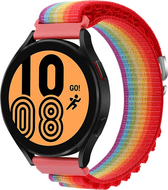 YONO Nylon Loop Bandje 20mm - Horlogebandje geschikt voor Samsung Galaxy Watch 7/6/5 / Pro / 4 / 3 / Active 2 - Polar Ignite / Unite – Huawei - Regenboog