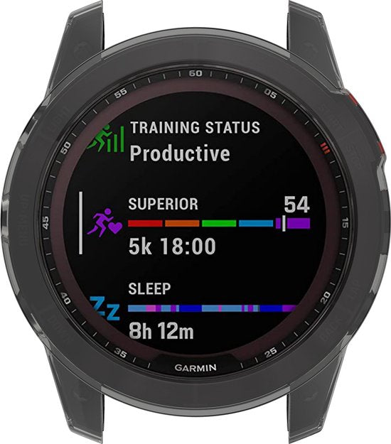 YONO Bumper geschikt voor Garmin Fenix 7 - Siliconen Hoesje - Bescherming Case - Transparant Zwart