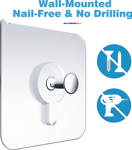 YONO Plakspijker Set - 20 Stuks - Klevende Spijker - Zelfklevende Haakjes - Plak Schroef - Plakhaakjes