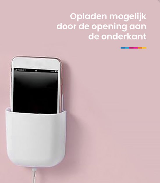 YONO Muur Houder met Plakstrip geschikt voor Afstandsbediening en Telefoon - Wit
