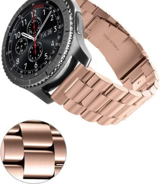 YONO Metalen Band Rose Gold geschikt voor Samsung Gear S3 en Galaxy Watch 46mm – Vervangende Schakel Armband