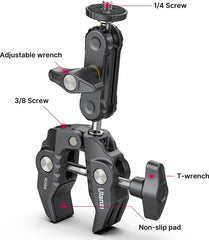 Ulanzi R094 Super Clamp statiefklem - Buisklem met balhoofd en Magic Arm - Tot 6 centimeter dik - 3/8 inch schroefgat