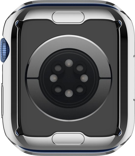 YONO Full Cover Bumper geschikt voor Apple Watch Series 7 / 8 / 9 (45 mm) - Screen Protector Hoesje iWatch - Zilver