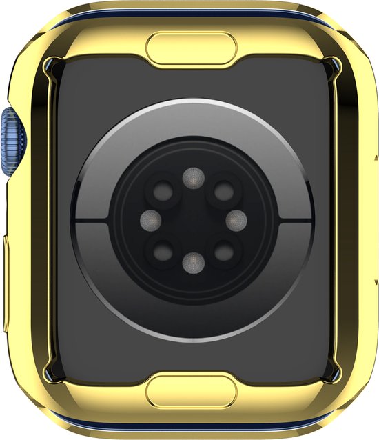 YONO Full Cover Bumper geschikt voor Apple Watch Series 7 / 8 / 9 (45 mm) - Screen Protector Hoesje iWatch - Goud