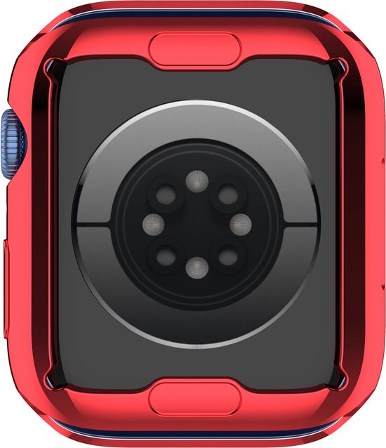 YONO Full Cover Bumper geschikt voor Apple Watch Series 7 / 8 / 9 (45 mm) - Screen Protector Hoesje iWatch - Rood