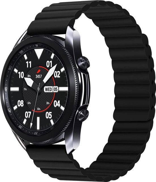 YONO Siliconen Link Bandje 22mm - Horlogebandje geschikt voor Samsung Galaxy Watch 46mm / 3 (45mm) / Gear s3 - Polar Vantage M2 / Grit X - Huawei Watch GT 3 (pro) / 2 - Amazfit GTR - Zwart