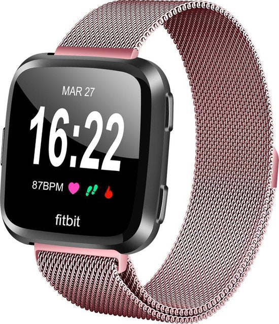 YONO Bandje geschikt voor Fitbit Versa 2 – Milanees – Roze – Small