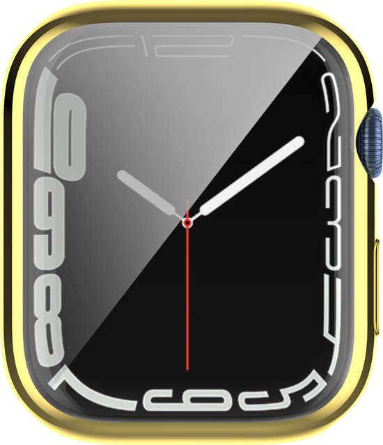 YONO Full Cover Bumper geschikt voor Apple Watch Series 7 / 8 / 9 (45 mm) - Screen Protector Hoesje iWatch - Goud