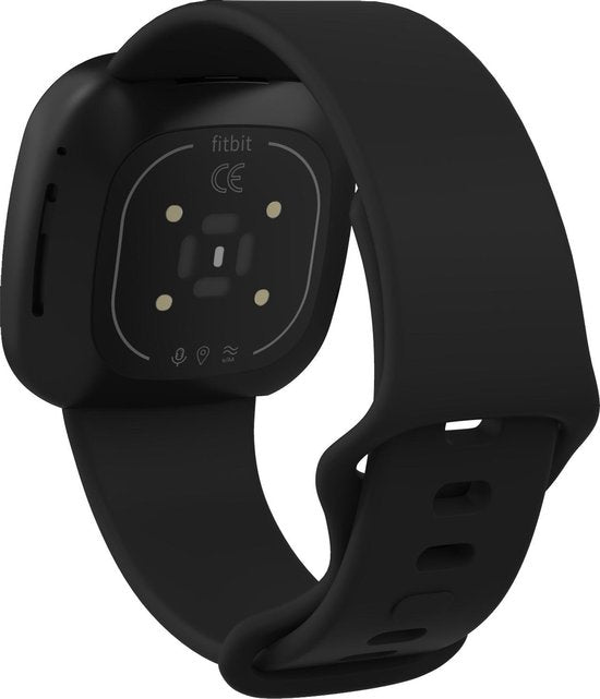 YONO Bandje geschikt voor Fitbit Versa 4 / 3 / Sense – Siliconen – Zwart – Small